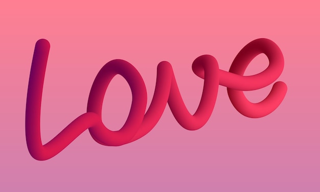 Inscripción volumétrica Amor, vector. 3D Lettering Love en color rosa sobre un fondo rosa.