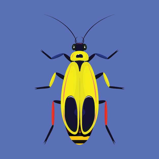 Vector un insecto amarillo y negro con un fondo amarillo.