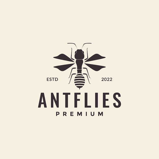 Insecto hormiga con alas hipster logo diseño vector gráfico símbolo icono ilustración idea creativa