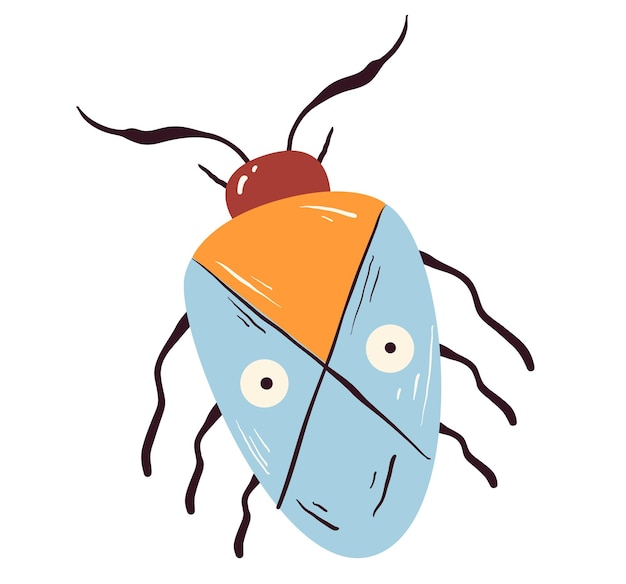 Insecto lindo escarabajo mariposa mosca concepto aislado diseño gráfico plano ilustración