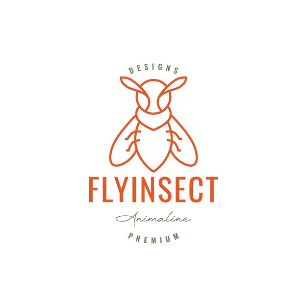Insecto mosca animal líneas mínimo hipster logo diseño vector
