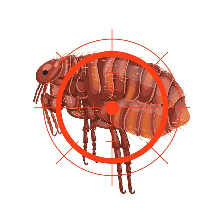 Vector insecto pulga pulga realista sobre fondo blanco vector de vista superior