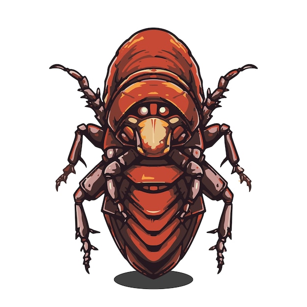 Vector insecto vectorial aterrador en fondo blanco