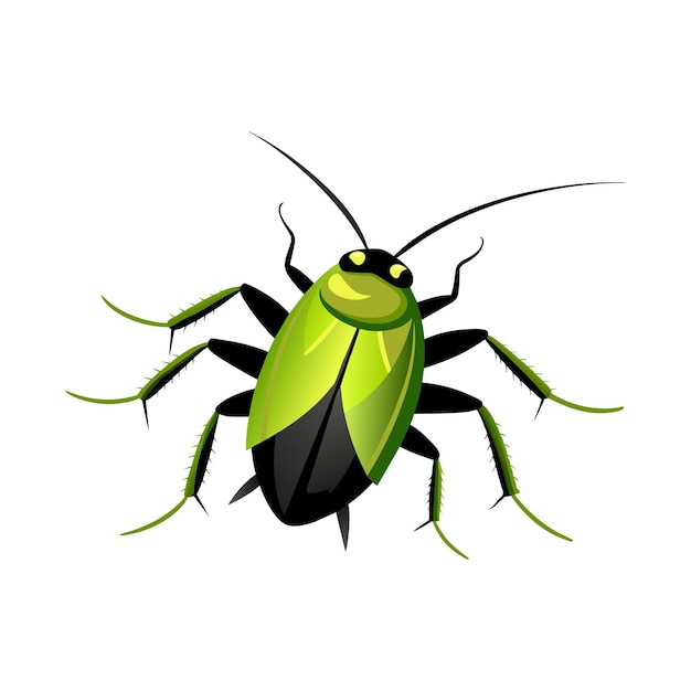 un insecto verde con una cara verde y un cuerpo negro con una cara green