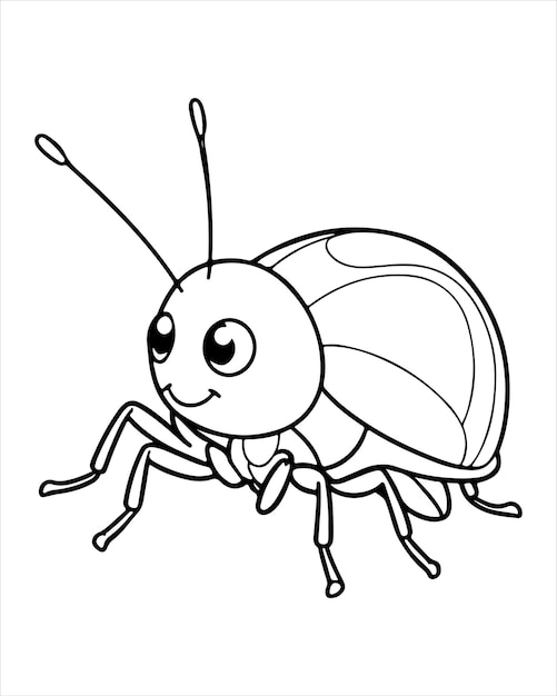 Insectos y insectos para colorear Página para niños Ilustración de insectos e insectos