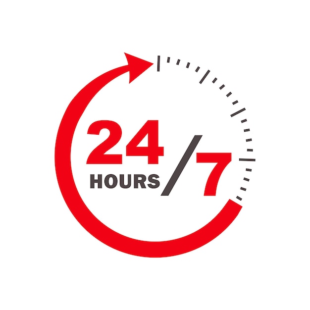 insignia de 24 horas o icono o silueta símbolo vectorial aislado