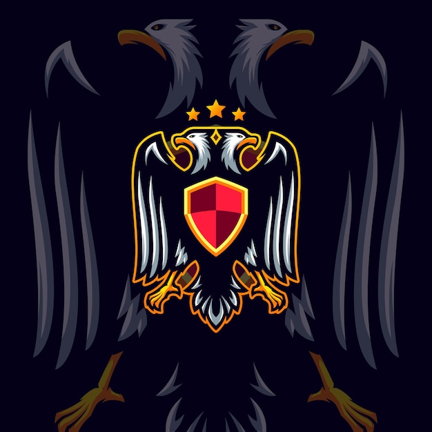 Vector insignia de águila bicéfala reino vector mascota