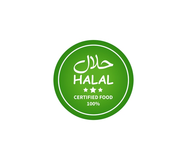 Insignia de alimentos halal aprobada Icono vectorial de alimentos Halal Sticker para alimentos que etiquetan aplicaciones de alimentos