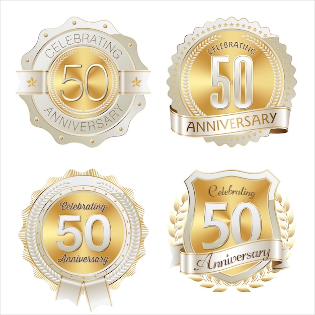 Insignia de aniversario de oro y blanco