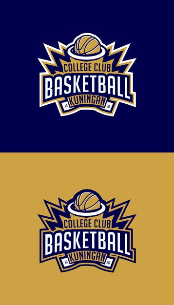 Vector insignia de baloncesto para diseño plano universitario