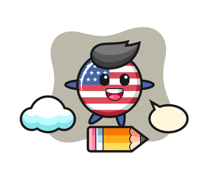 Vector insignia de la bandera de estados unidos, diseño de estilo lindo para camiseta, pegatina, elemento de logotipo