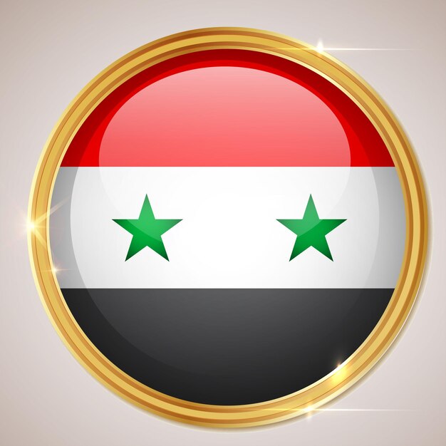 Vector insignia de la bandera de siria, emblema 3d de siria, diseño vectorial