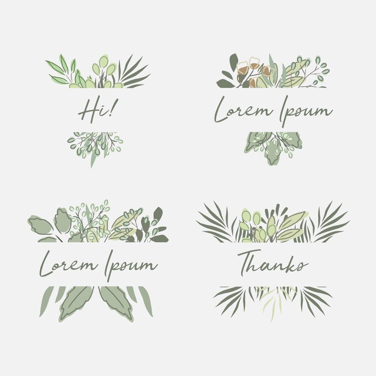 Insignia de borde de vegetación botánica de dibujo a mano