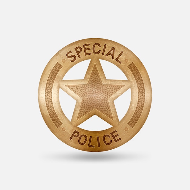 Vector insignia de bronce de época estrella especial de la policía