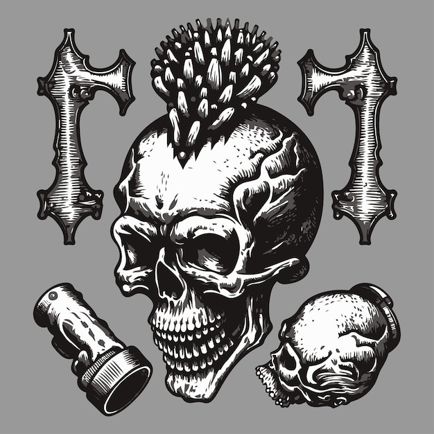 Insignia de calavera y partes