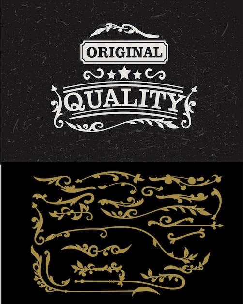 Insignia de calidad original con elementos decorativos
