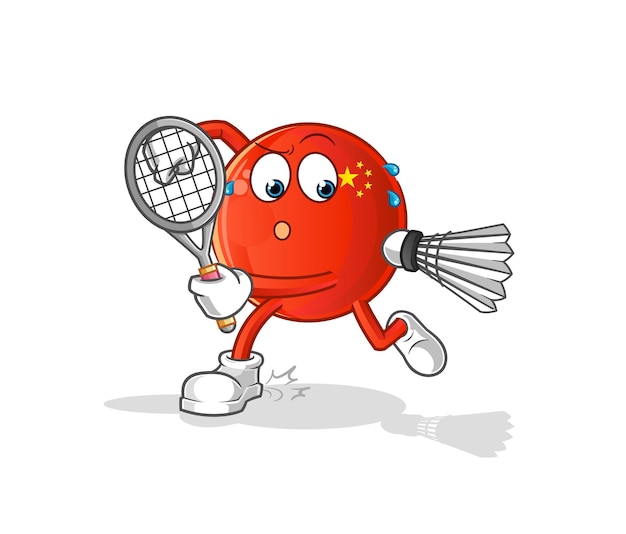 Insignia china jugando ilustración de bádminton. vector de caracteres