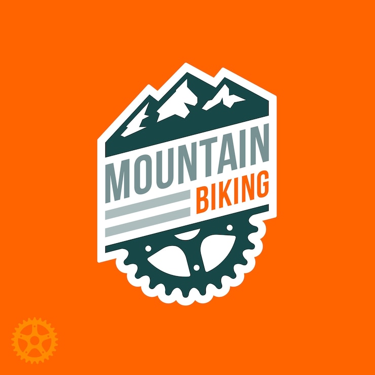 Vector insignia de ciclismo de montaña con detalles gráficos