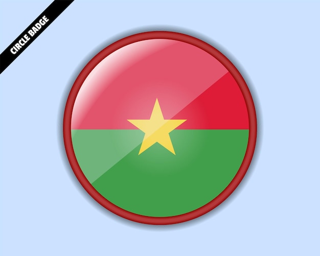 Insignia del círculo de la bandera de Burkina Faso diseño vectorial signo redondeado con reflexión