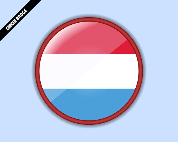 Vector insignia del círculo de la bandera de luxemburgo diseño vectorial signo redondeado con reflexión