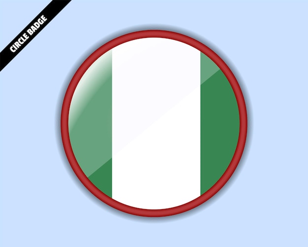 Insignia del círculo de la bandera de Nigeria diseño vectorial signo redondeado con reflexión