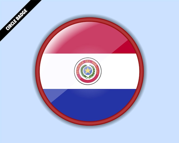 Insignia del círculo de la bandera de Paraguay diseño vectorial signo redondeado con reflexión