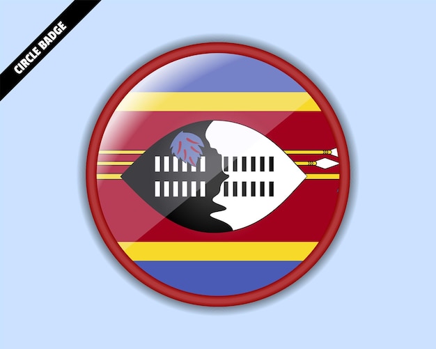 Insignia del círculo de la bandera de Swazilandia diseño vectorial signo redondeado con reflexión