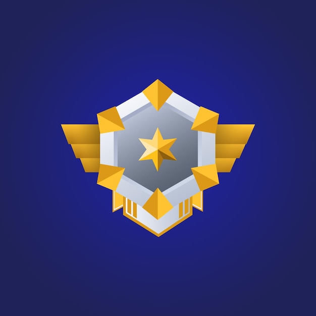 insignia de clasificación de juego militar vectorial con insignia de estrella