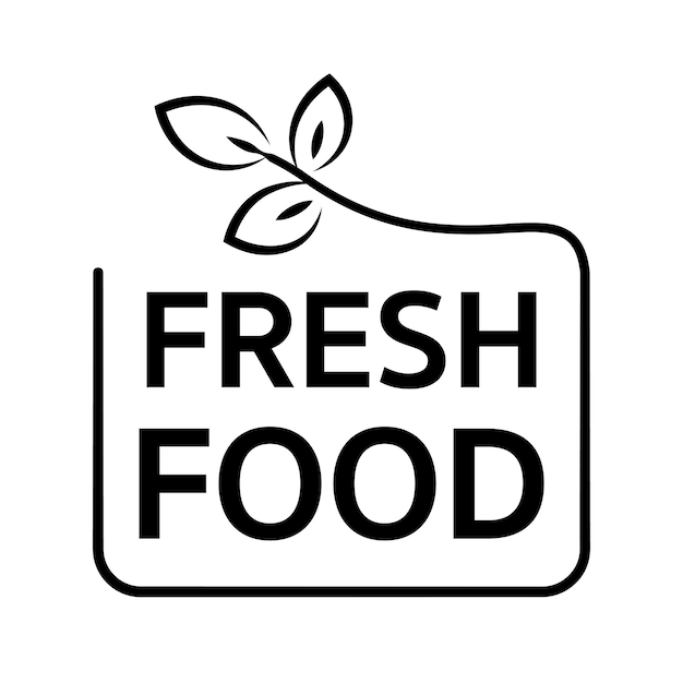 insignia de comida fresca con logotipo monograma