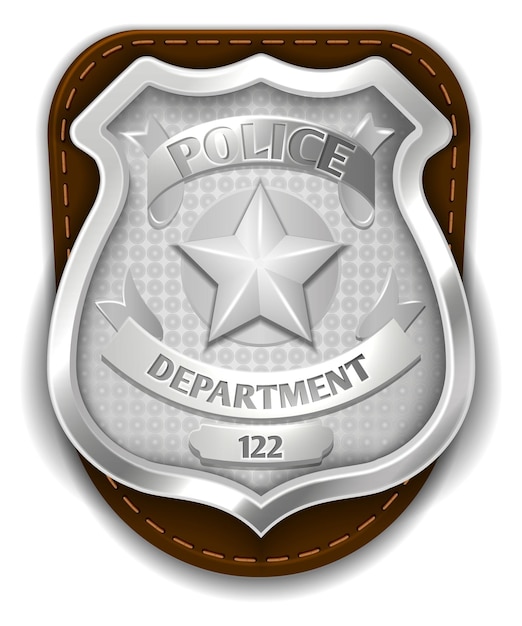 Insignia del departamento de policía oficial de patrulla escudo estrella aislada sobre fondo blanco