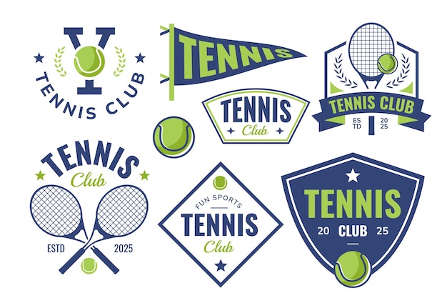 Insignia de deportes de tenis logotipo parche plantilla de diseño del emblema de la liga del club del equipo
