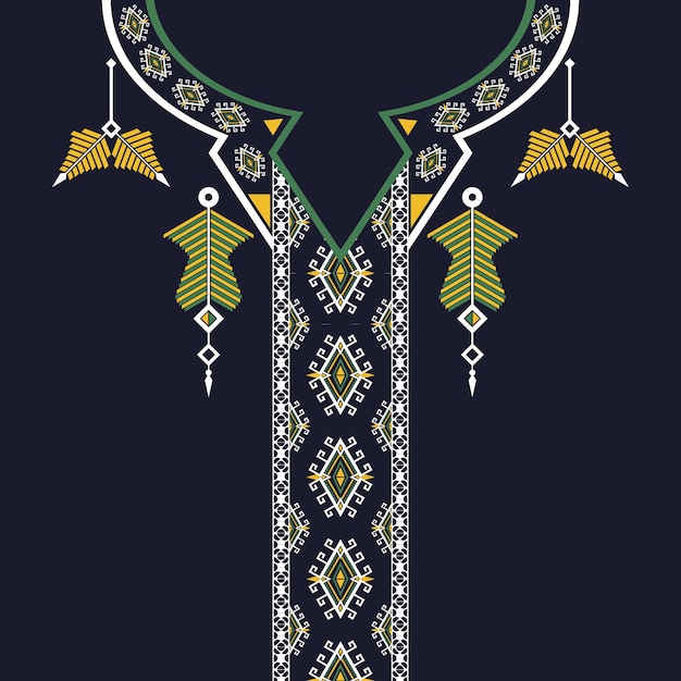 insignia de diamante de la tribu y diseño de cuello de patrón de hojas para el fondo del collar, la ropa y el envoltorio.