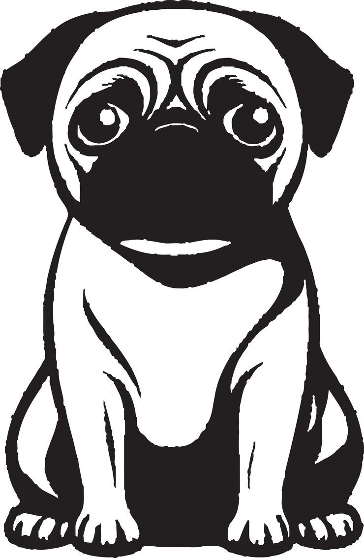 Vector insignia dinámica de pug diseño vectorial icónico vibrante pug amor encantador obra artística vectorial de logotipo negro