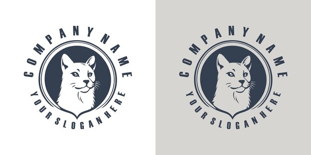 Vector insignia de diseño vectorial del logotipo de adopción de gatos