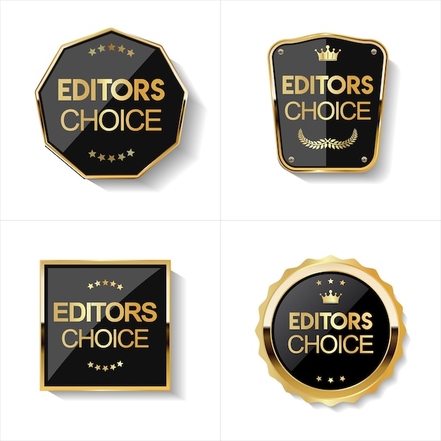 Vector insignia de elección de editores de oro sobre fondo blanco