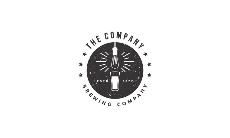 Vector insignia emblema logotipo combinación vidrio y luz de lámpara en estilo retro vintage