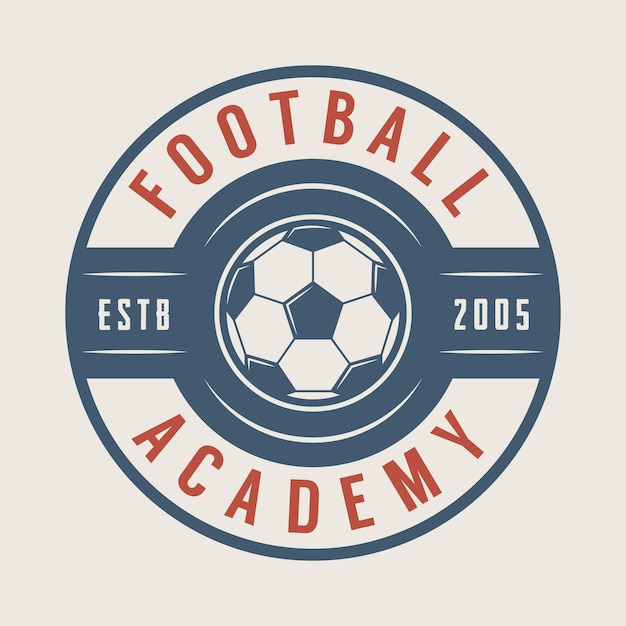 Insignia de emblema de logotipo de fútbol o fútbol vintage Ilustración de vector de arte gráfico