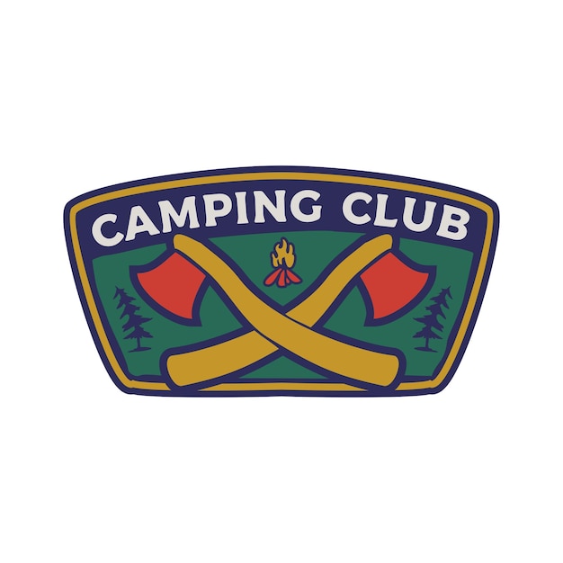 Insignia emblema vintage diseño colorido camping club