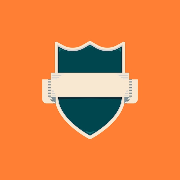 Insignia de escudo en blanco con plantilla de texto de banner horizontal en blanco