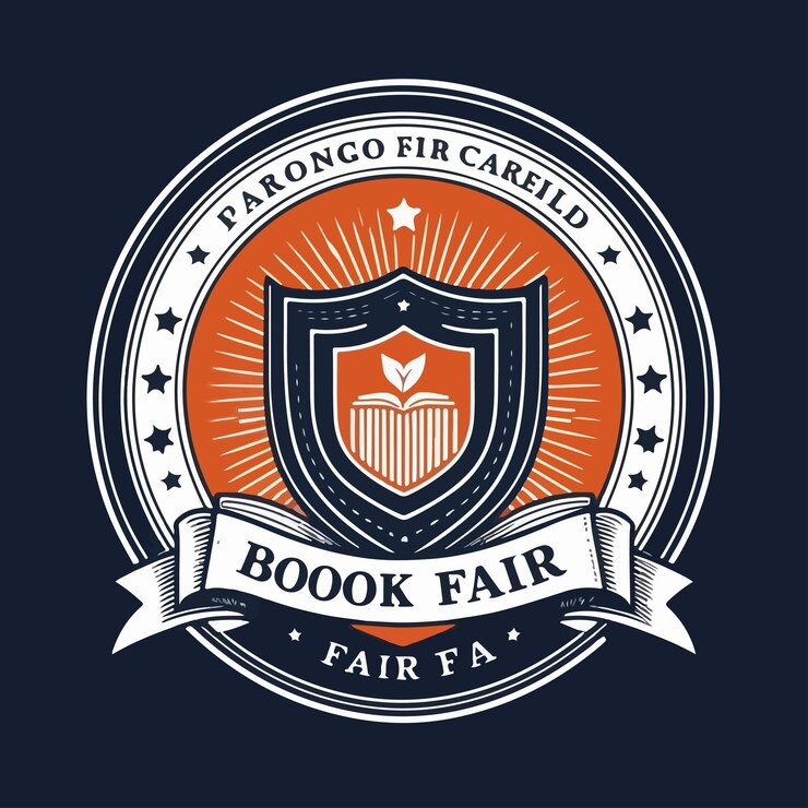 Vector insignia y escudo del logotipo de la feria del libro