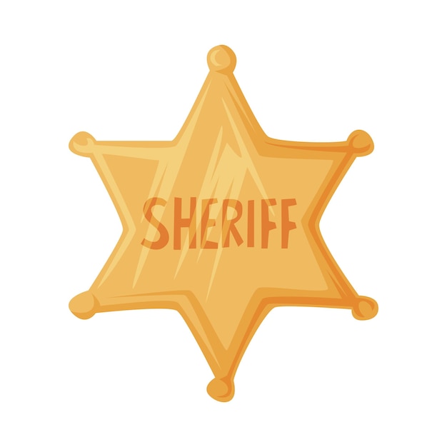 La insignia de la estrella dorada del sheriff como ilustración vectorial de objetos del Oeste Salvaje