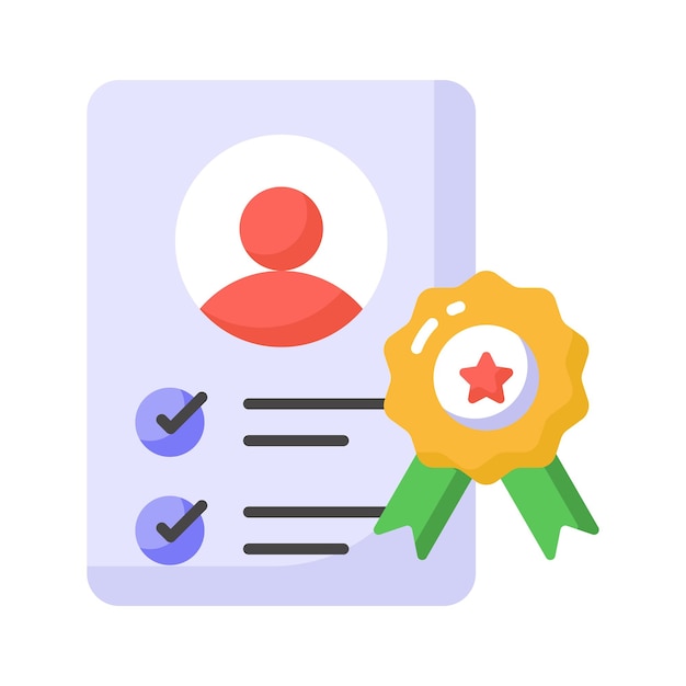 Insignia de estrella con página que muestra el icono conceptual del certificado de empleado en estilo de moda