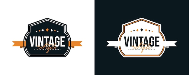 Insignia de etiqueta vintage y retro para logotipo de ropa Diseño de insignia de ropa clásica