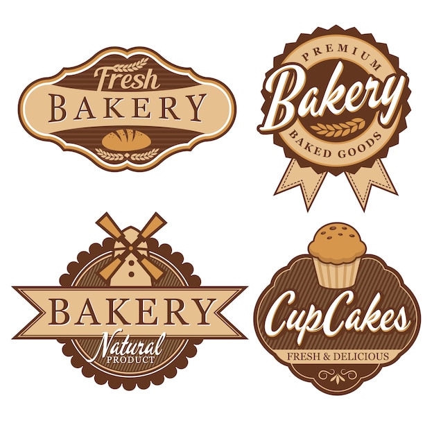 Vector insignia y etiquetas de panadería