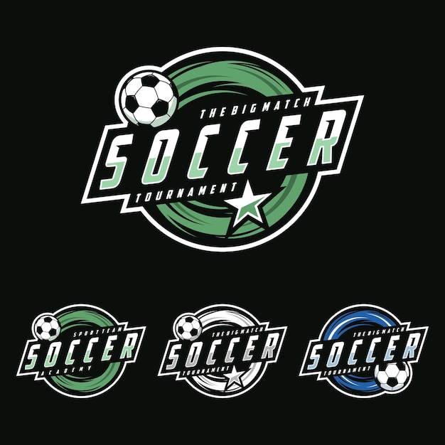 Insignia de fútbol Diseño de logotipos Plantillas Colección de juegos de emblemas Ilustración vectorial de identidad