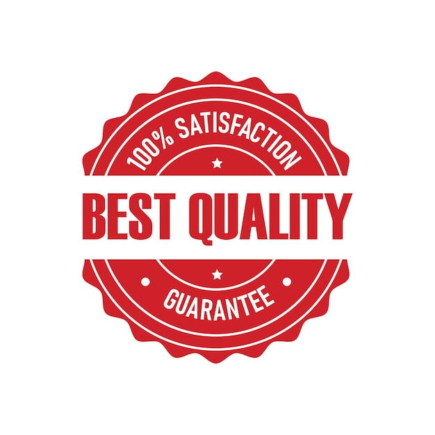 Insignia de garantía de la mejor calidad con completa satisfacción simbolizada en un diseño circular con fines de marca