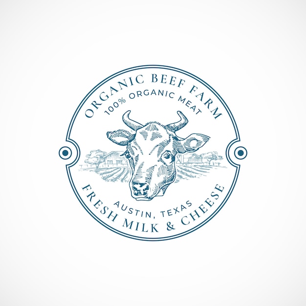 Insignia de granja de carne y leche o plantilla de logotipo.