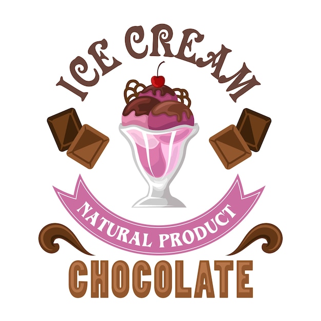 Insignia de helado con helado de chocolate y jerez