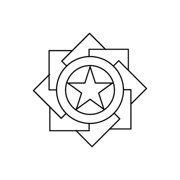 Insignia de icono de estrella en fondo blanco Símbolo de ícono de estrella insignia de marco de línea para cualquier uso como escudo de logotipo