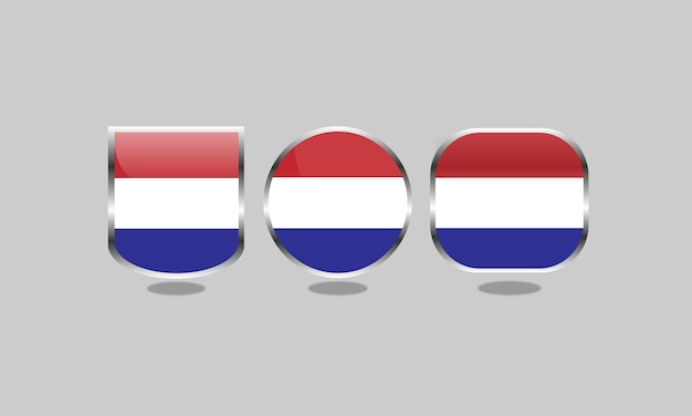 Vector insignia del icono de plata de la bandera de holanda